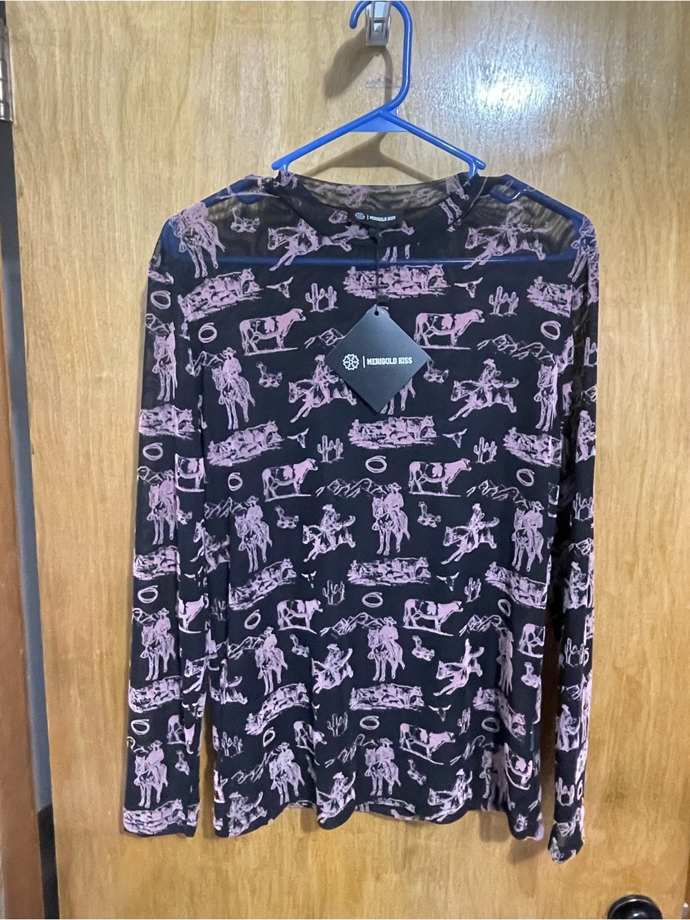NWT Merigold Kiss sheer long sleeve top